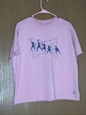Jordan Pink Short-Sleeve Tee with Multi-Action Basketball Graphic